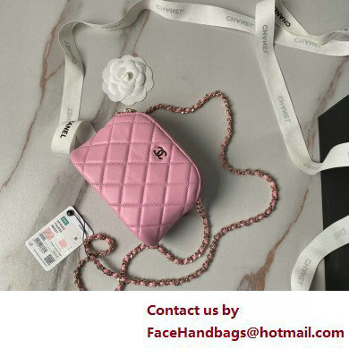 Chanel Lambskin  &  Gold-Tone Metal Clutch with Chain Bag AP4000 Pink 2025